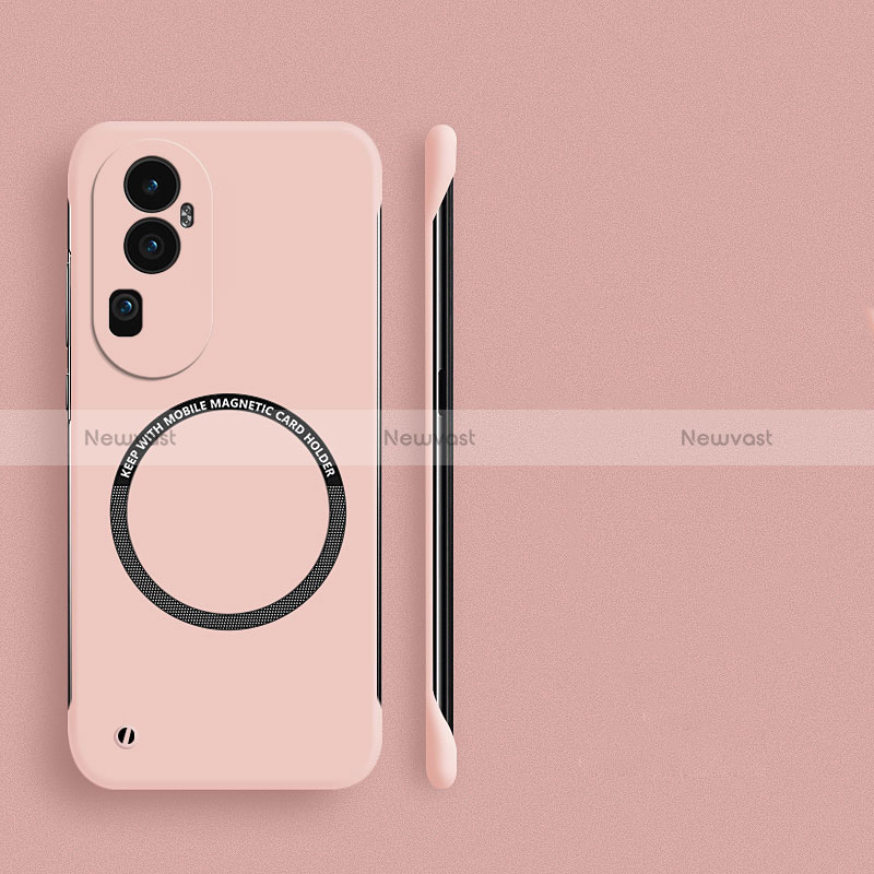 Hard Rigid Plastic Matte Finish Frameless Case Back Cover with Mag-Safe Magnetic S02 for Oppo Reno10 Pro+ Plus 5G Pink