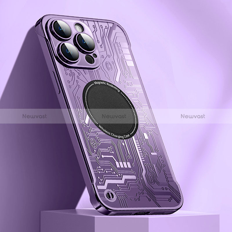 Hard Rigid Plastic Matte Finish Frameless Case Back Cover with Mag-Safe Magnetic ZL1 for Apple iPhone 14 Pro Max Purple