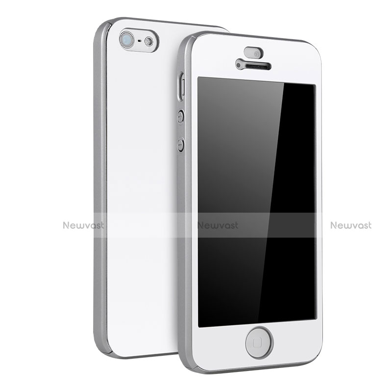 Hard Rigid Plastic Matte Finish Front and Back Case 360 Degrees Cover for Apple iPhone 5 Silver