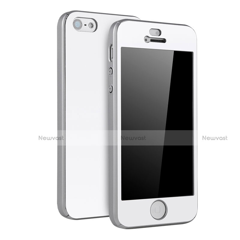 Hard Rigid Plastic Matte Finish Front and Back Case 360 Degrees Cover for Apple iPhone 5S Silver