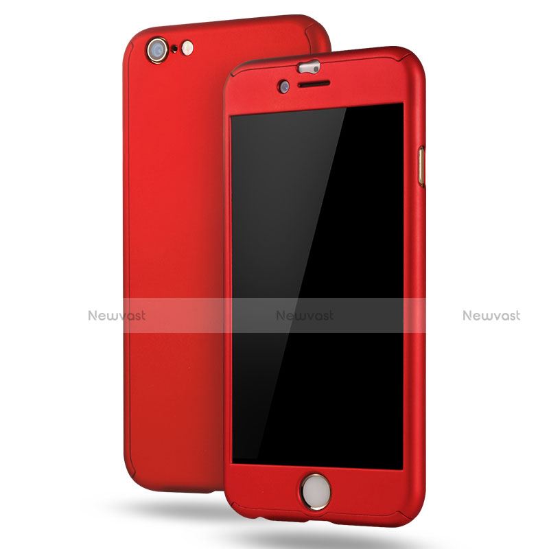 Hard Rigid Plastic Matte Finish Front and Back Case 360 Degrees Cover M02 for Apple iPhone 6S Plus Red