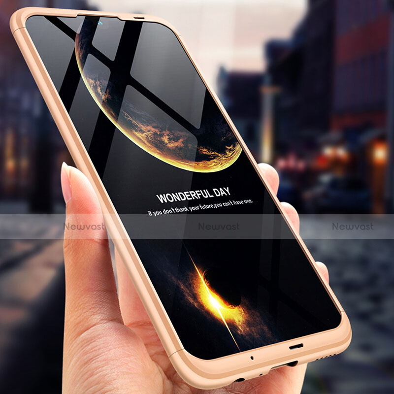 Hard Rigid Plastic Matte Finish Front and Back Case 360 Degrees for Huawei Honor 10 Lite Gold