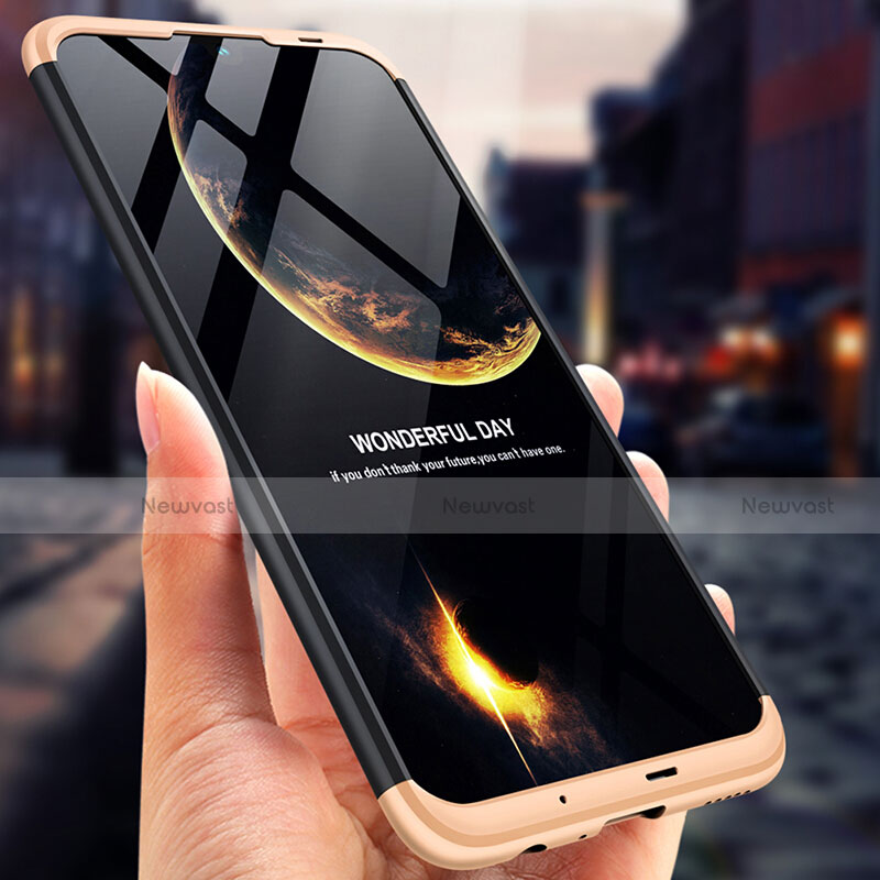 Hard Rigid Plastic Matte Finish Front and Back Case 360 Degrees for Huawei Honor 10 Lite Gold and Black