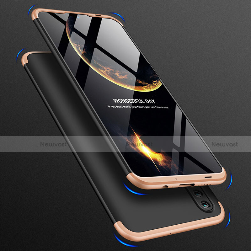 Hard Rigid Plastic Matte Finish Front and Back Case 360 Degrees for Huawei Honor 10 Lite Gold and Black