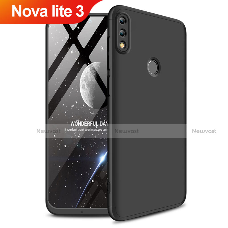 Hard Rigid Plastic Matte Finish Front and Back Case 360 Degrees for Huawei Nova Lite 3 Black