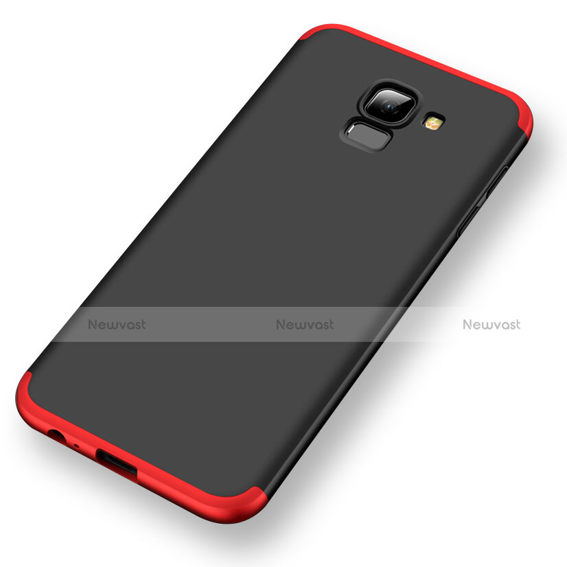 Hard Rigid Plastic Matte Finish Front and Back Case 360 Degrees for Samsung Galaxy A6 (2018) Dual SIM Red and Black