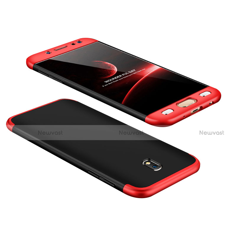 Hard Rigid Plastic Matte Finish Front and Back Case 360 Degrees for Samsung Galaxy J7 Pro Red and Black
