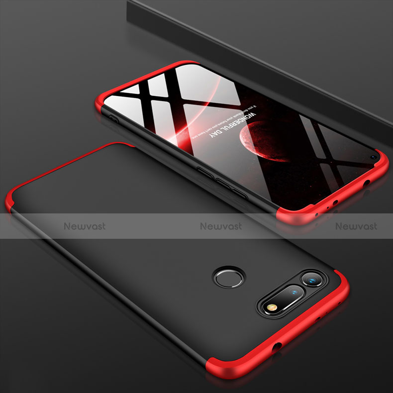 Hard Rigid Plastic Matte Finish Front and Back Case 360 Degrees Q01 for Huawei Honor V20 Red and Black