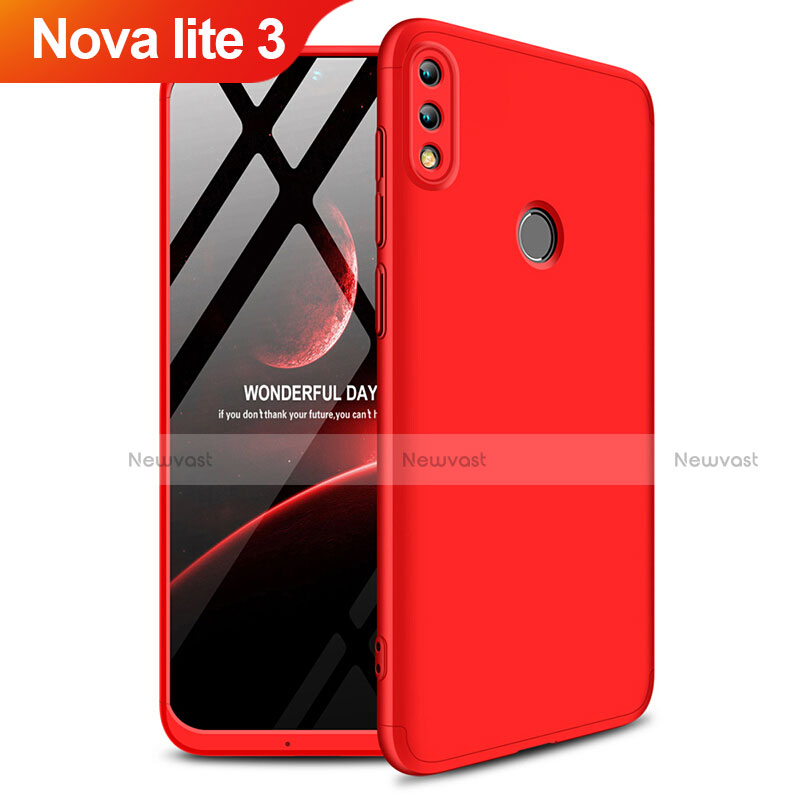 Hard Rigid Plastic Matte Finish Front and Back Case 360 Degrees Q01 for Huawei Nova Lite 3 Red