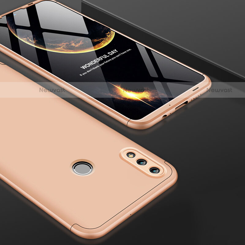 Hard Rigid Plastic Matte Finish Front and Back Case 360 Degrees Q01 for Huawei P Smart (2019) Gold