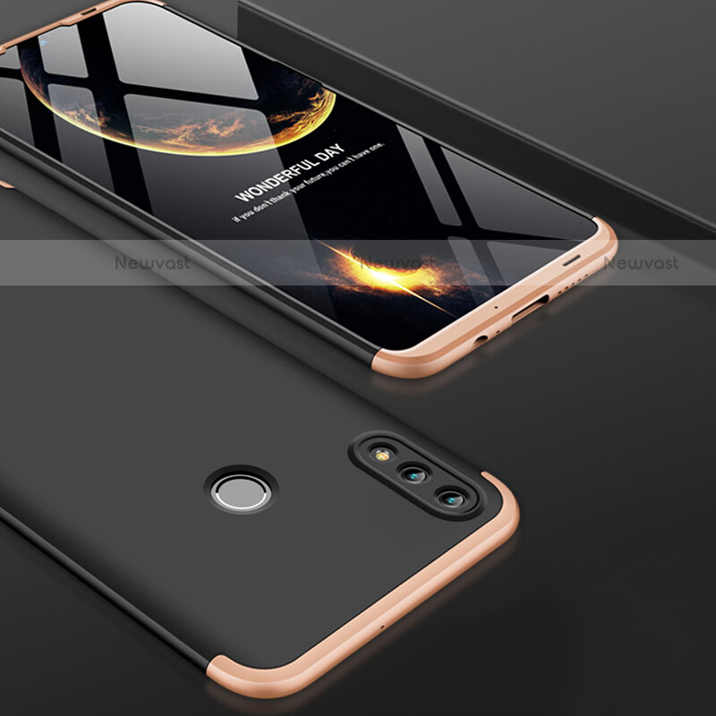 Hard Rigid Plastic Matte Finish Front and Back Case 360 Degrees Q01 for Huawei P Smart (2019) Gold and Black