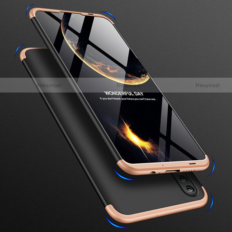 Hard Rigid Plastic Matte Finish Front and Back Case 360 Degrees Q01 for Huawei P Smart (2019) Gold and Black