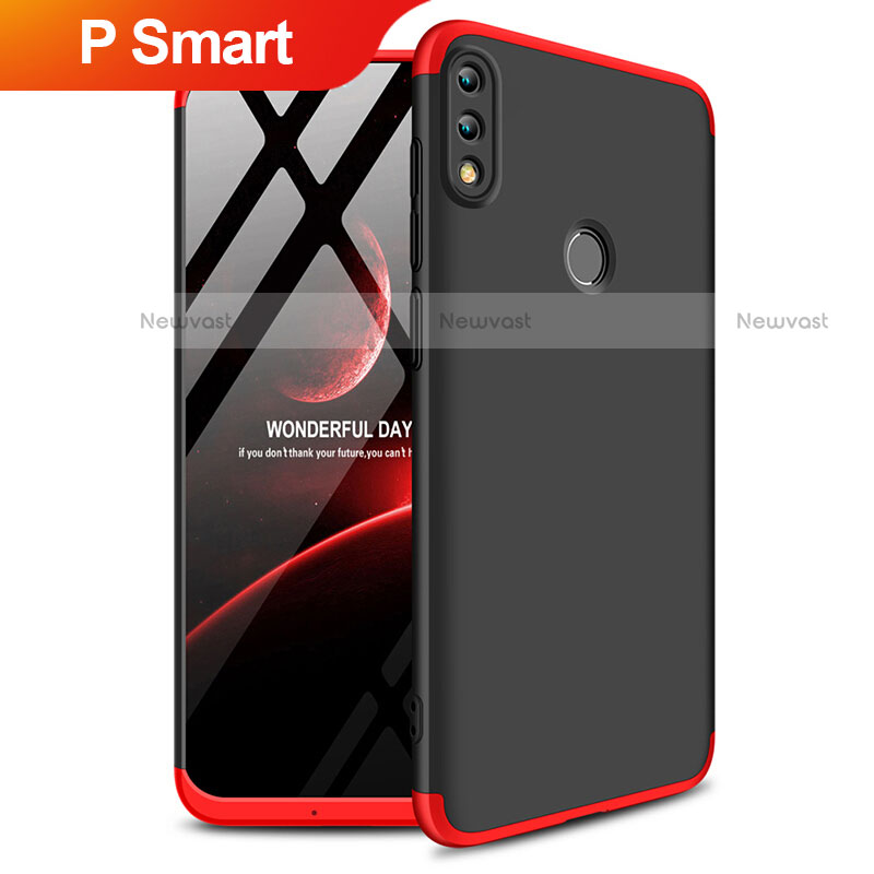 Hard Rigid Plastic Matte Finish Front and Back Case 360 Degrees Q01 for Huawei P Smart (2019) Red and Black