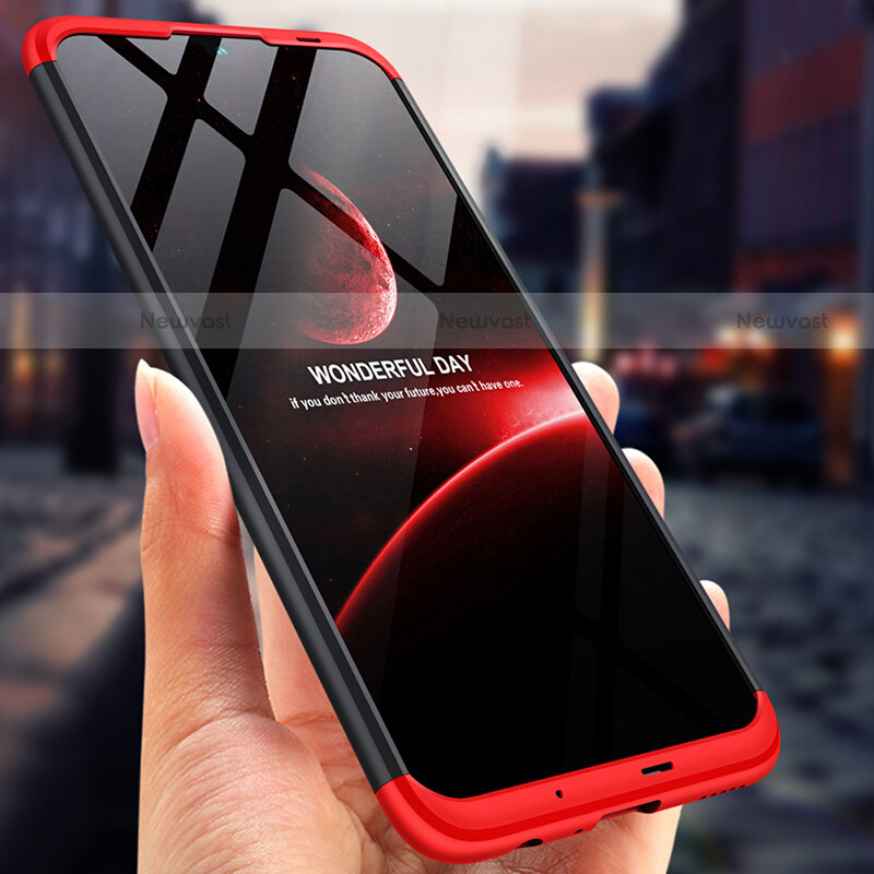Hard Rigid Plastic Matte Finish Front and Back Case 360 Degrees Q01 for Huawei P Smart (2019) Red and Black
