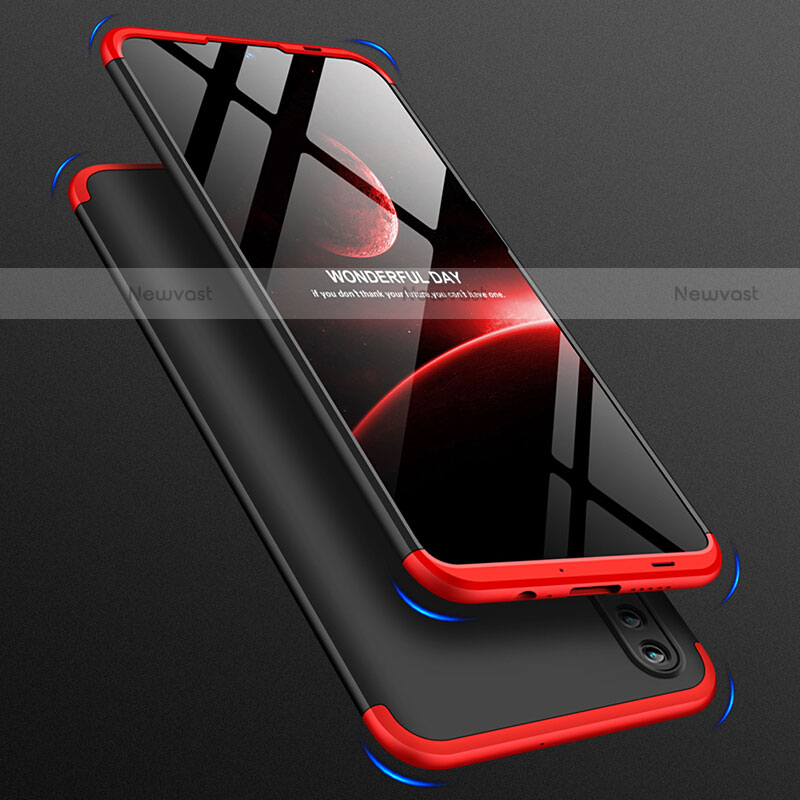 Hard Rigid Plastic Matte Finish Front and Back Case 360 Degrees Q01 for Huawei P Smart (2019) Red and Black