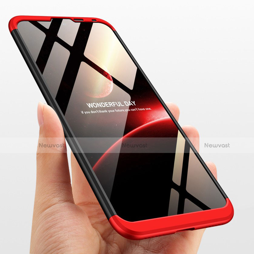 Hard Rigid Plastic Matte Finish Front and Back Case 360 Degrees Q01 for Huawei Y7 (2019) Red and Black