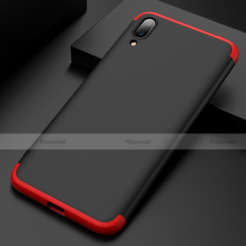 Hard Rigid Plastic Matte Finish Front and Back Case 360 Degrees Q01 for Huawei Y7 Prime (2019) Red and Black
