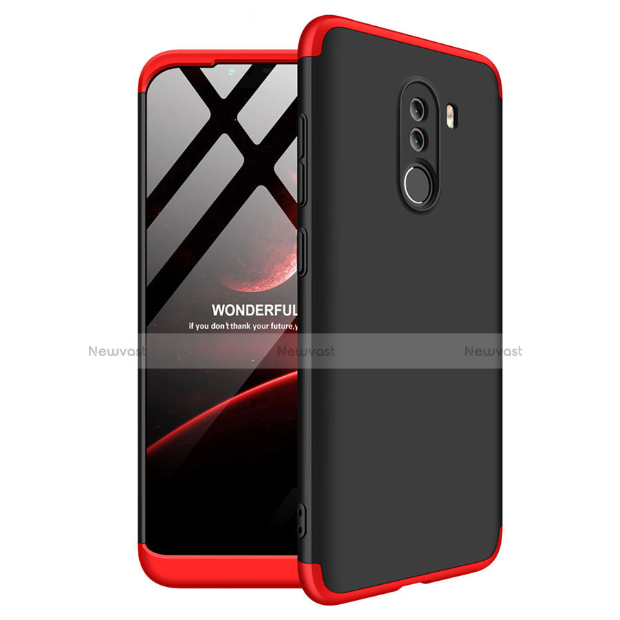 Hard Rigid Plastic Matte Finish Front and Back Case 360 Degrees Q03 for Xiaomi Pocophone F1 Red and Black
