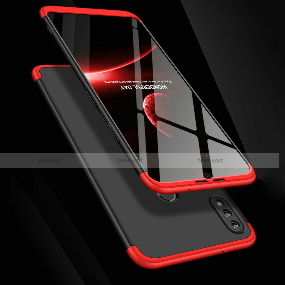 Hard Rigid Plastic Matte Finish Front and Back Case 360 Degrees with Magnetic Finger Ring Stand for Huawei Enjoy 9 Plus Red and Black