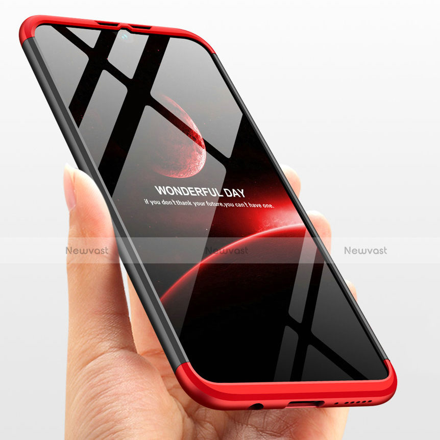 Hard Rigid Plastic Matte Finish Front and Back Case 360 Degrees with Magnetic Finger Ring Stand for Huawei Y9 (2019) Red and Black