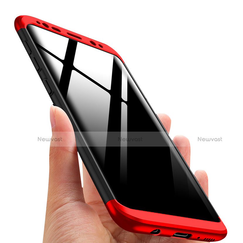 Hard Rigid Plastic Matte Finish Front and Back Case 360 Degrees with Magnetic Finger Ring Stand for Samsung Galaxy S8 Red and Black