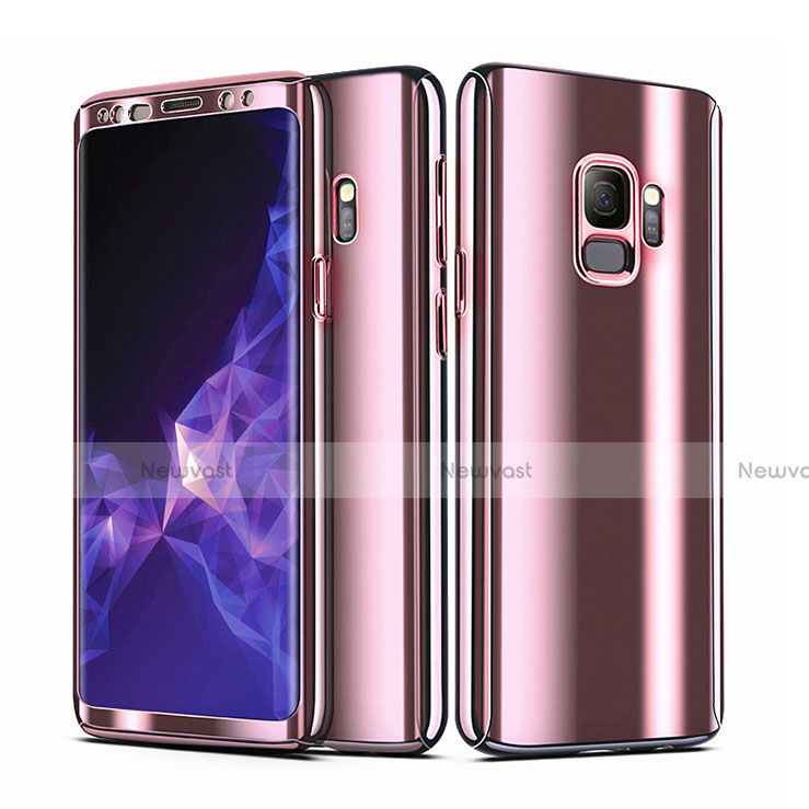 Hard Rigid Plastic Matte Finish Front and Back Case Cover 360 Degrees for Samsung Galaxy S9 Rose Gold