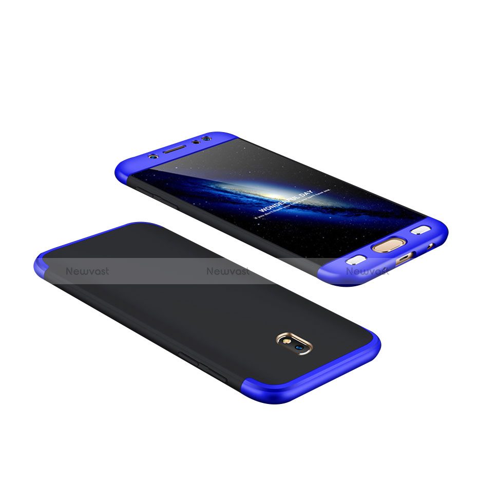 Hard Rigid Plastic Matte Finish Front and Back Cover 360 Degrees for Samsung Galaxy J7 Pro Blue and Black