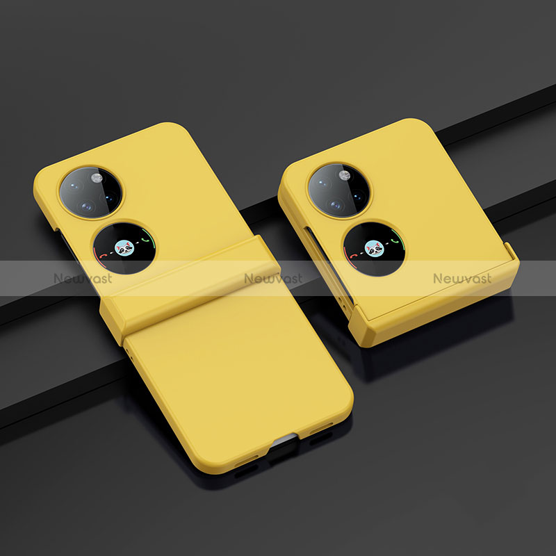 Hard Rigid Plastic Matte Finish Front and Back Cover Case 360 Degrees BH1 for Huawei Pocket S Yellow
