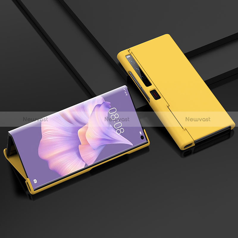 Hard Rigid Plastic Matte Finish Front and Back Cover Case 360 Degrees BH2 for Huawei Mate Xs 2 Yellow