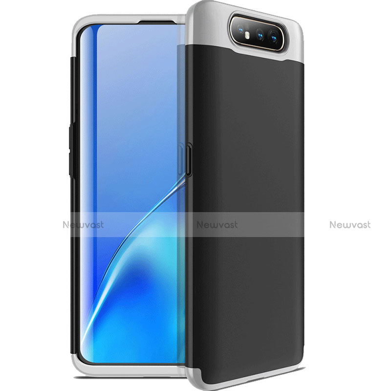 Hard Rigid Plastic Matte Finish Front and Back Cover Case 360 Degrees C01 for Samsung Galaxy A80 Silver and Black