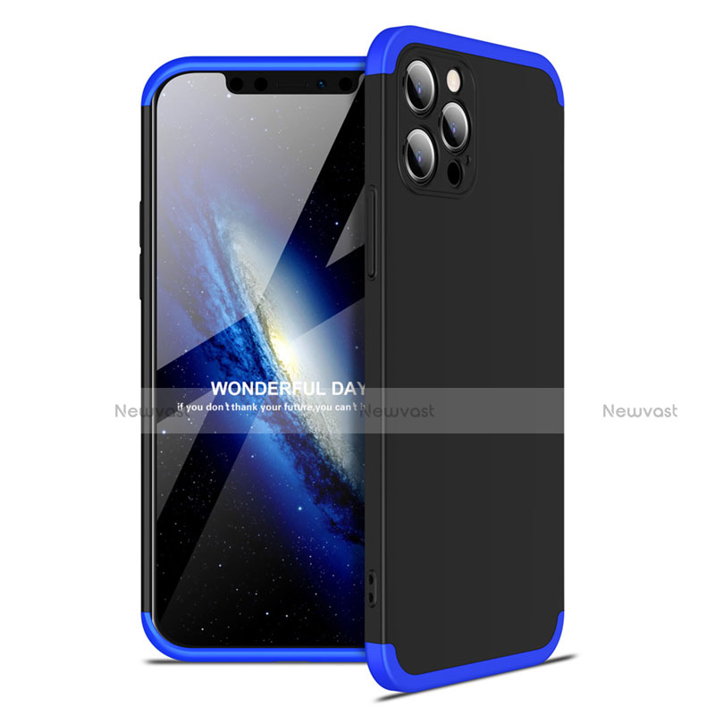 Hard Rigid Plastic Matte Finish Front and Back Cover Case 360 Degrees for Apple iPhone 12 Pro Blue and Black
