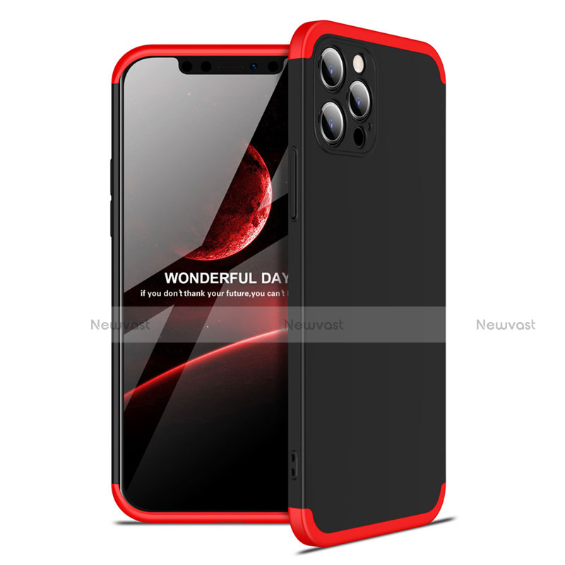 Hard Rigid Plastic Matte Finish Front and Back Cover Case 360 Degrees for Apple iPhone 12 Pro Red and Black