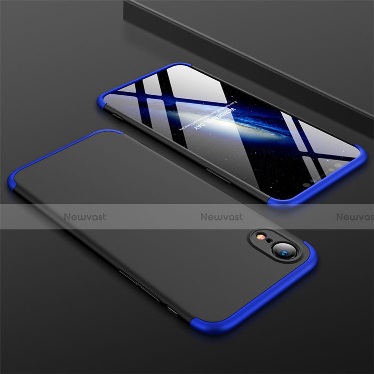 Hard Rigid Plastic Matte Finish Front and Back Cover Case 360 Degrees for Apple iPhone XR Blue and Black