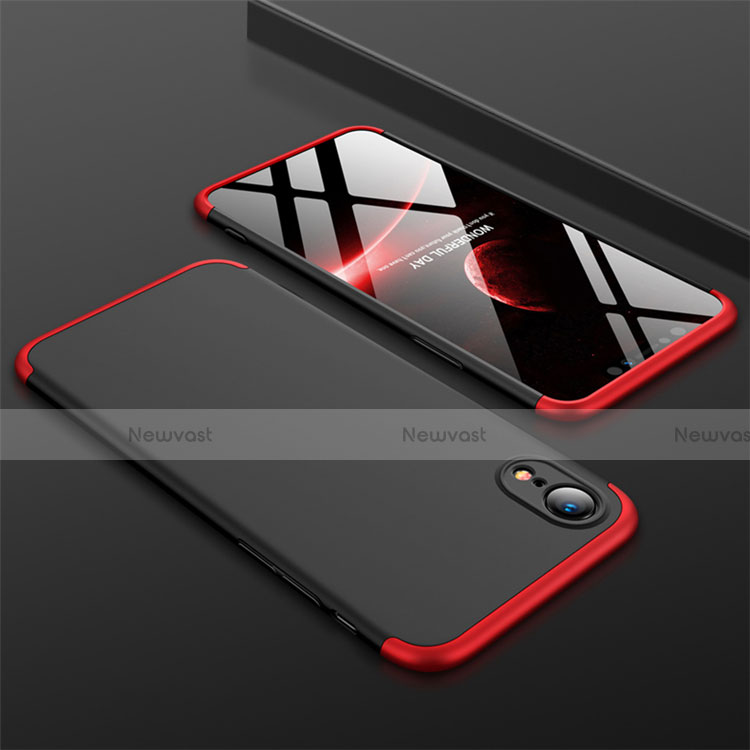 Hard Rigid Plastic Matte Finish Front and Back Cover Case 360 Degrees for Apple iPhone XR Red and Black