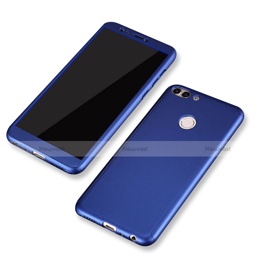 Hard Rigid Plastic Matte Finish Front and Back Cover Case 360 Degrees for Huawei Enjoy 7S Blue