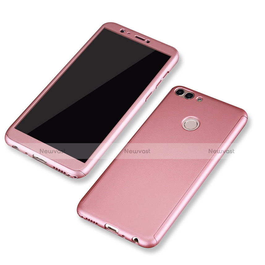 Hard Rigid Plastic Matte Finish Front and Back Cover Case 360 Degrees for Huawei Enjoy 7S Rose Gold
