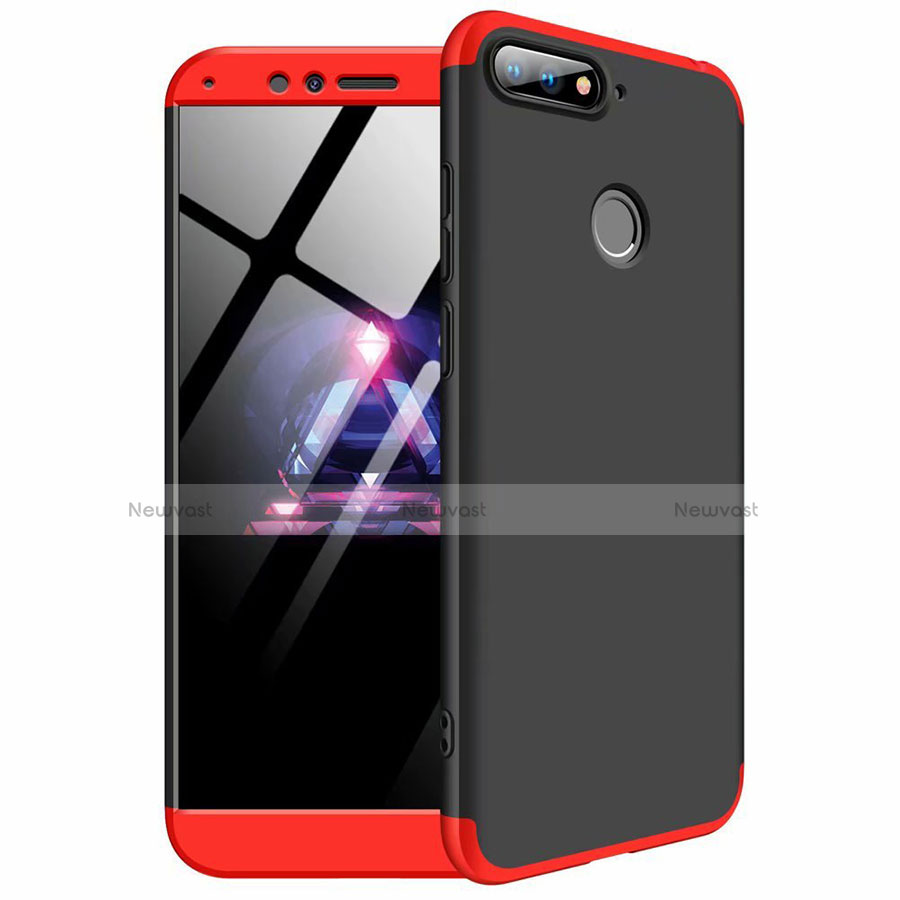 Hard Rigid Plastic Matte Finish Front and Back Cover Case 360 Degrees for Huawei Enjoy 8e Red and Black