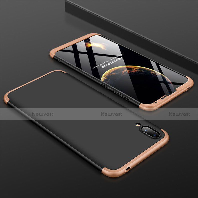 Hard Rigid Plastic Matte Finish Front and Back Cover Case 360 Degrees for Huawei Enjoy 9 Gold and Black
