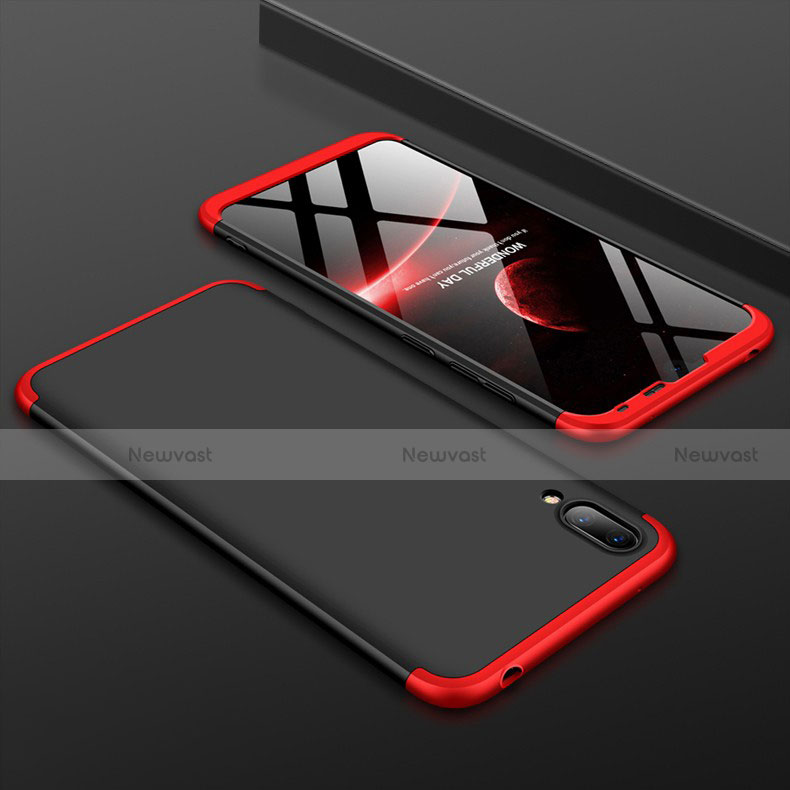 Hard Rigid Plastic Matte Finish Front and Back Cover Case 360 Degrees for Huawei Enjoy 9 Red and Black