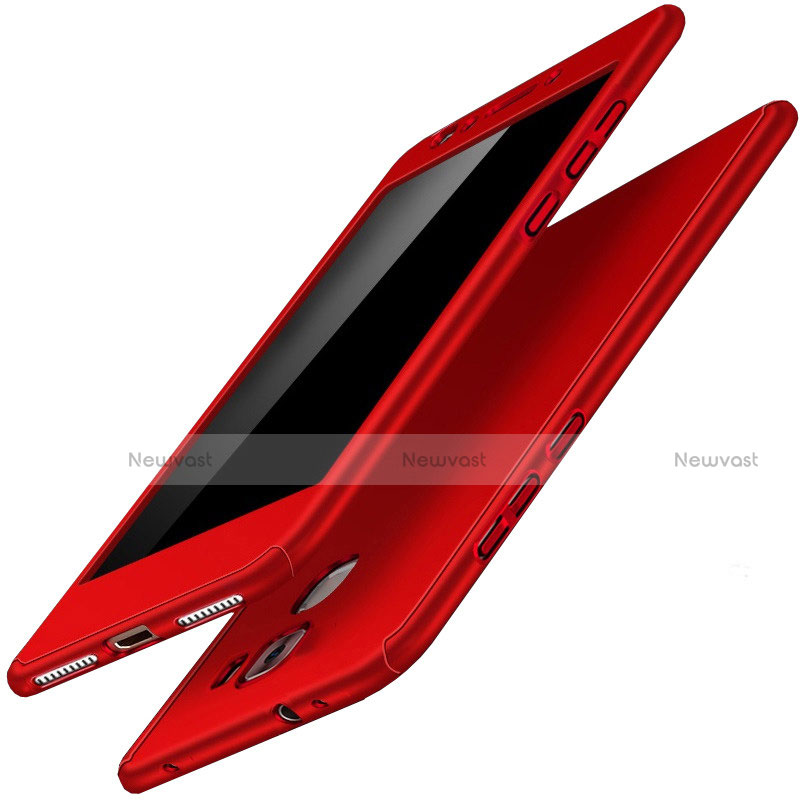 Hard Rigid Plastic Matte Finish Front and Back Cover Case 360 Degrees for Huawei Honor 7 Dual SIM Red