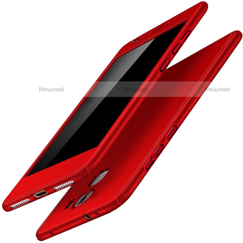 Hard Rigid Plastic Matte Finish Front and Back Cover Case 360 Degrees for Huawei Honor 7 Red