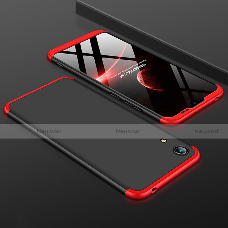 Hard Rigid Plastic Matte Finish Front and Back Cover Case 360 Degrees for Huawei Honor 8A Red and Black