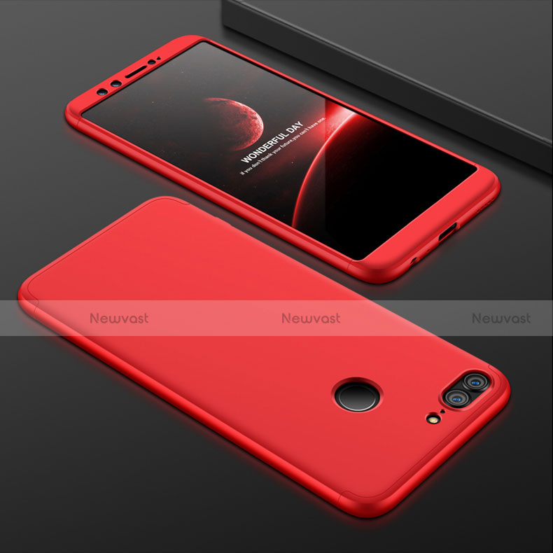 Hard Rigid Plastic Matte Finish Front and Back Cover Case 360 Degrees for Huawei Honor 9 Lite Red