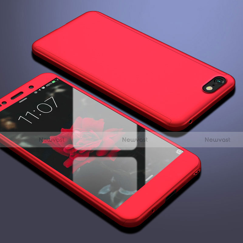 Hard Rigid Plastic Matte Finish Front and Back Cover Case 360 Degrees for Huawei Honor Play 7 Red