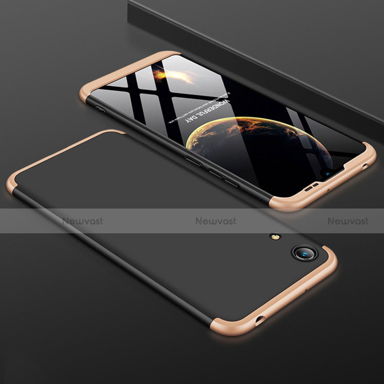 Hard Rigid Plastic Matte Finish Front and Back Cover Case 360 Degrees for Huawei Honor Play 8A Gold and Black