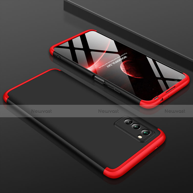 Hard Rigid Plastic Matte Finish Front and Back Cover Case 360 Degrees for Huawei Honor V30 Pro 5G Red and Black