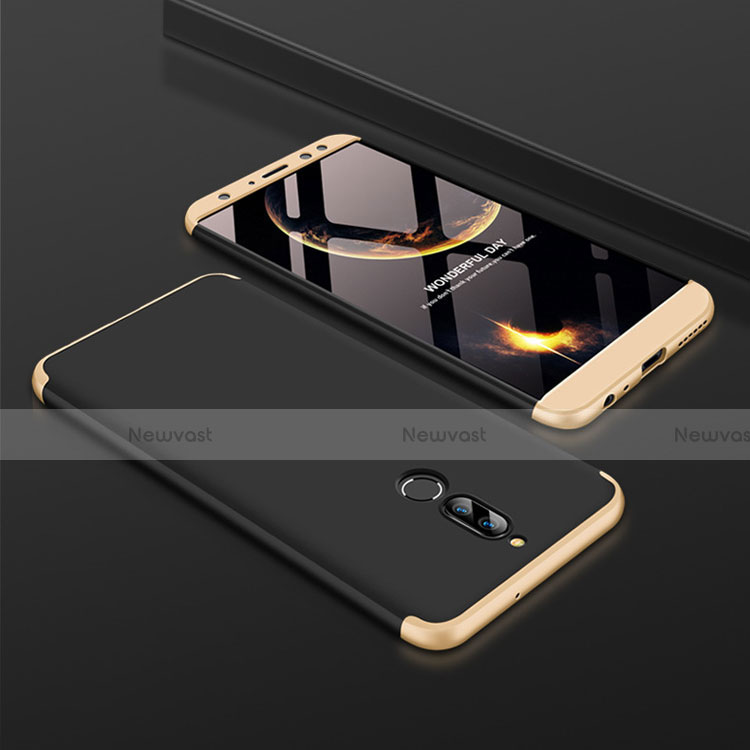 Hard Rigid Plastic Matte Finish Front and Back Cover Case 360 Degrees for Huawei Mate 10 Lite Gold and Black