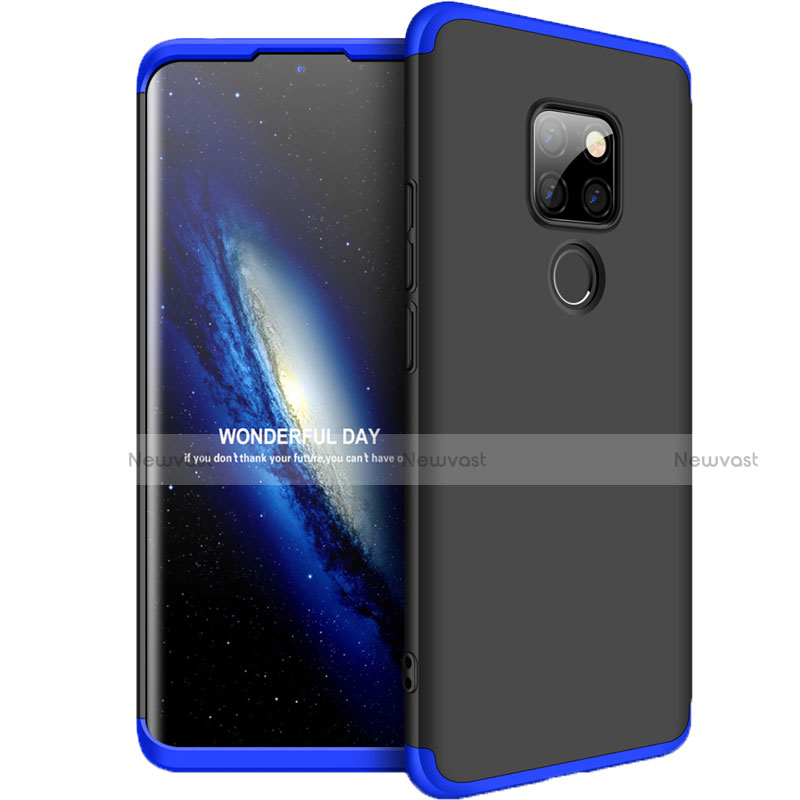 Hard Rigid Plastic Matte Finish Front and Back Cover Case 360 Degrees for Huawei Mate 20 Blue and Black