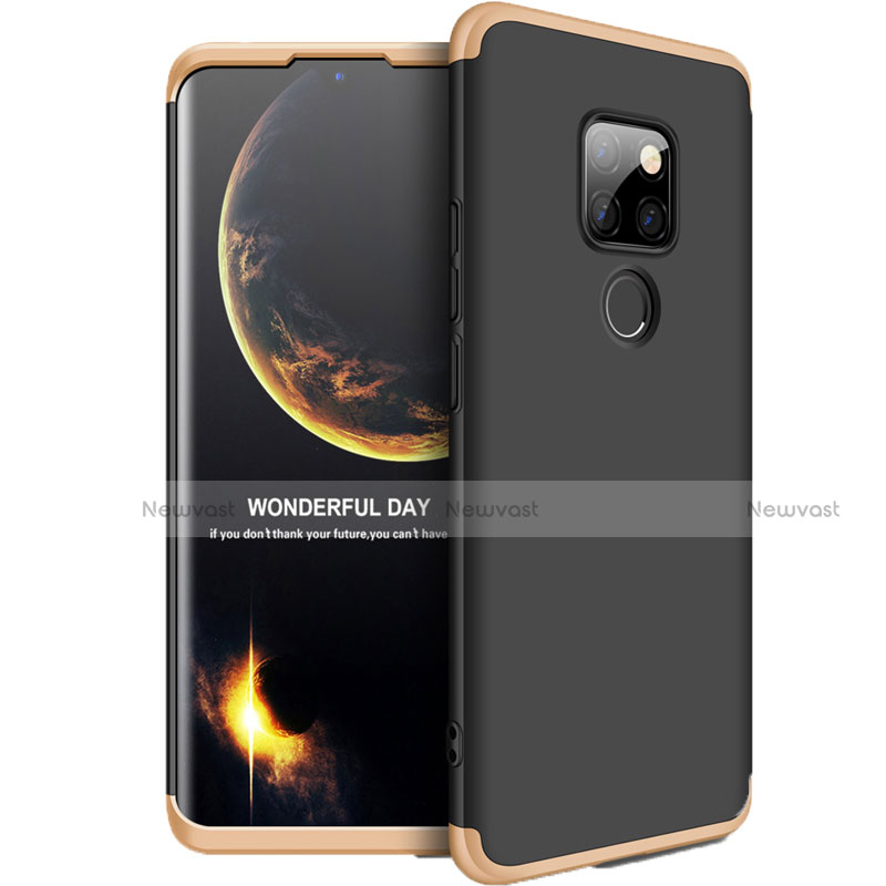Hard Rigid Plastic Matte Finish Front and Back Cover Case 360 Degrees for Huawei Mate 20 Gold and Black