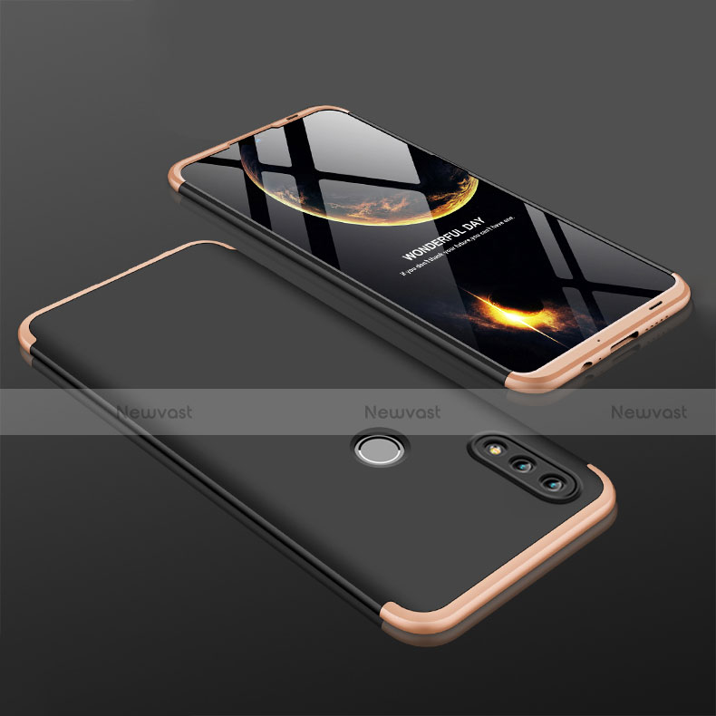 Hard Rigid Plastic Matte Finish Front and Back Cover Case 360 Degrees for Huawei P Smart (2019) Gold and Black